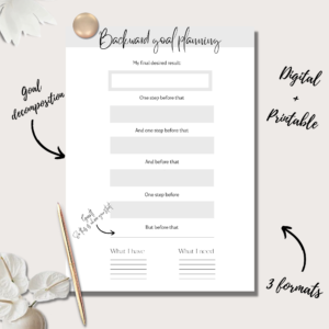 Backward Goal Planner Insert | Single Page | Digital Planning & Printable