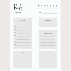 Basic Daily Planner Insert | Single Page | Digital Planning & Printable