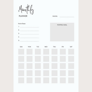 Basic Monthly Planner Insert | Single Page | Digital Planning & Printable