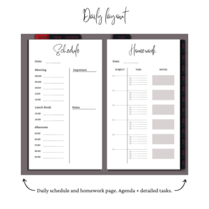 Student's Planner in Black and Red Daily Laout