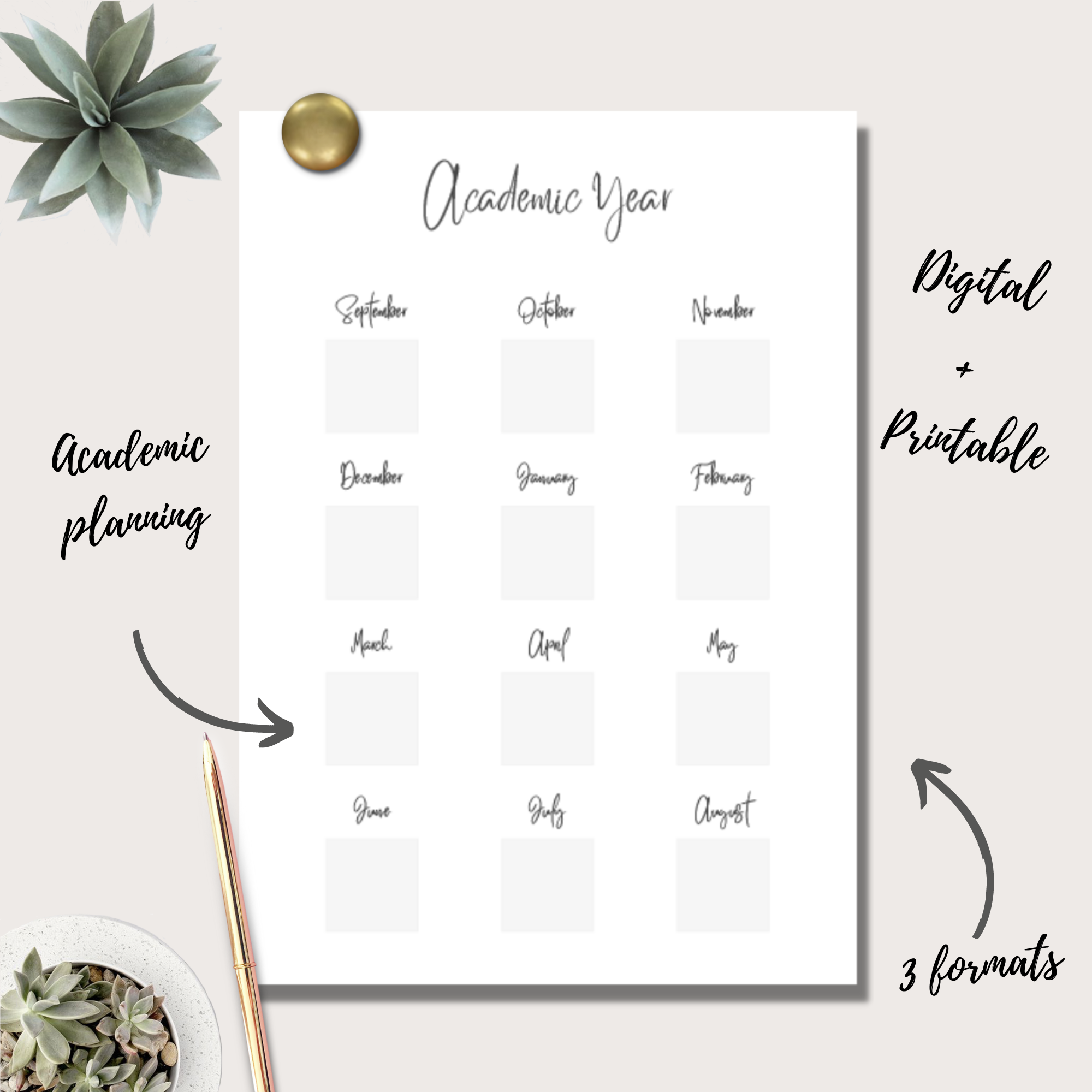 Academic Year Planner Insert | Single Page - BlancPlanner