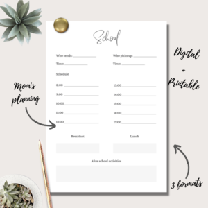 Mom’s Planner “School” Insert | Single Page