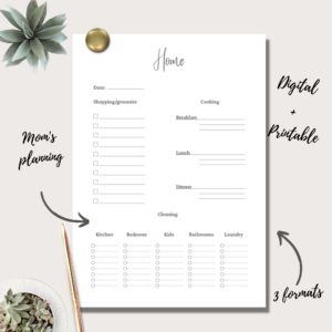 Mom’s Planner “Home” Insert | Single Page