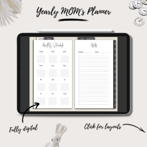 Mom’s Yearly Planner 2023-2024 | Digital Planning | Charcoal