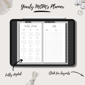Mom’s Yearly Planner 2022-2023 | Digital Planning | Light Gray