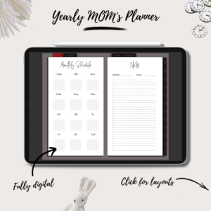 Mom’s Yearly Planner 2023-2024 | Digital Planning | Black&Red