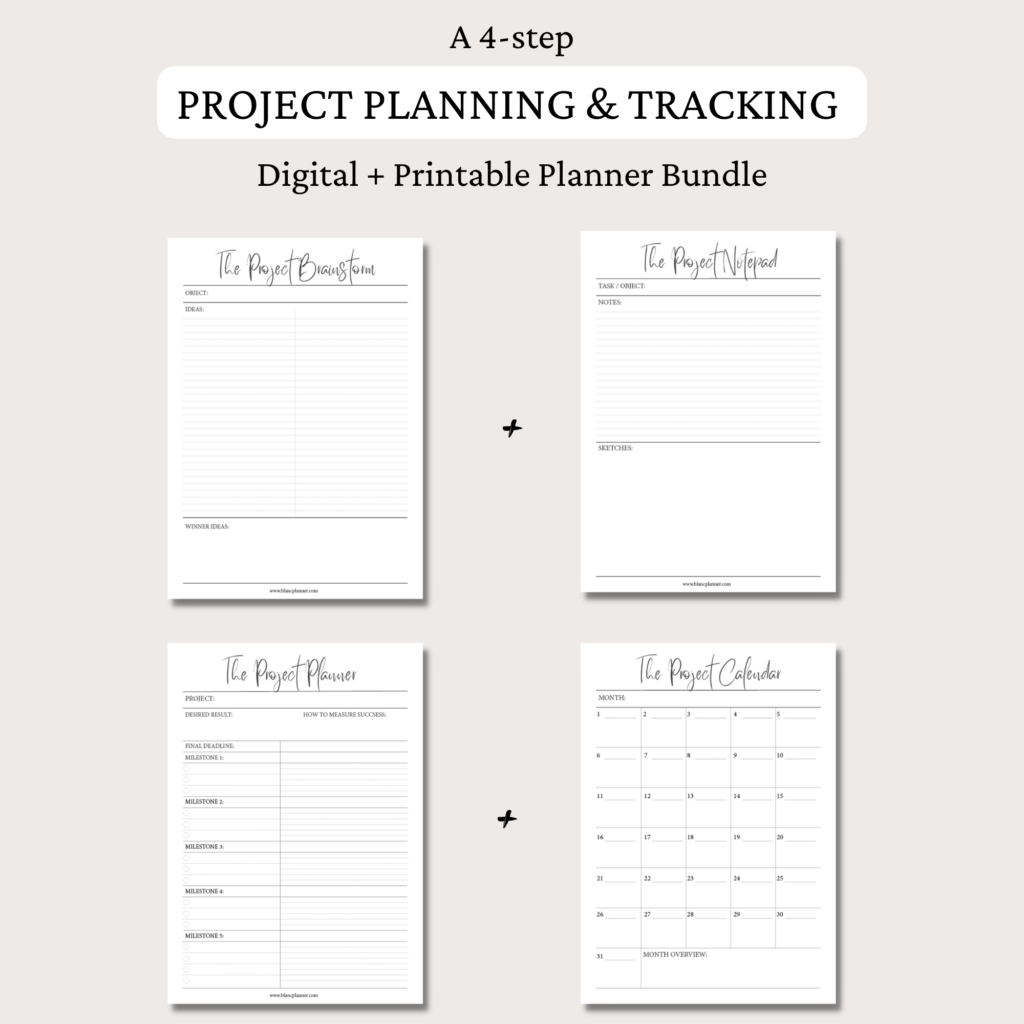 Project Brainstorm + Notepad + Planner + Calendar Inserts | Project ...