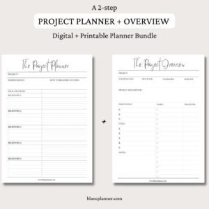 The Project Planner + Overview Inserts | Project Planner Bundle | 2 sizes | Digital Planning and Printable PDFs