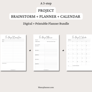 The Project Brainstorm + Planner + Calendar Inserts | Project Planner Bundle | 2 sizes | Digital Planning and Printable PDFs