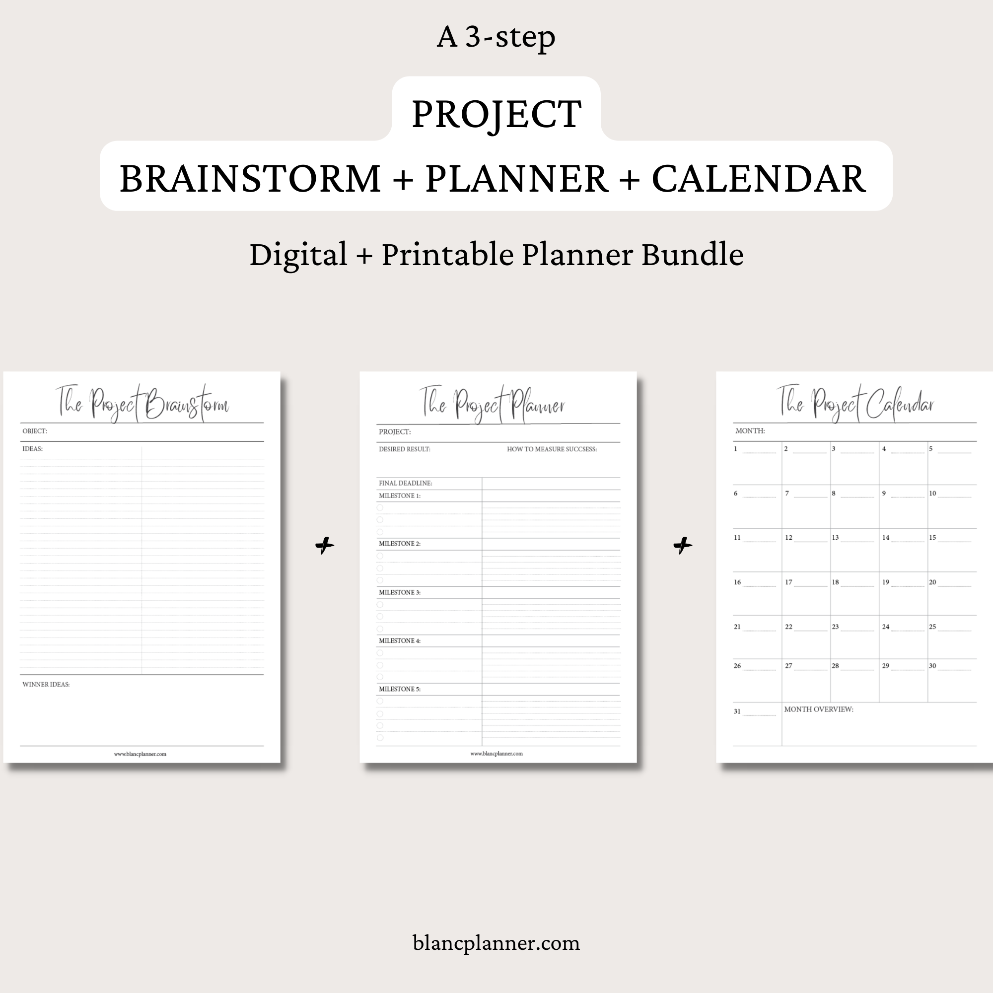 The Project Brainstorm + Planner + Calendar Inserts | Project Planner ...
