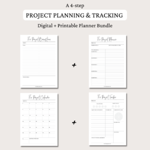 Project Brainstorm + Planner + Calendar + Tracker Inserts | Project Planner Bundle | 2 sizes | Digital Planning and Printable PDFs