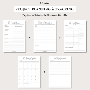 Project Brainstorm + Planner + Calendar + Tracker + Notepad Inserts | Project Planner Bundle | 2 sizes | Digital Planning and Printable PDFs