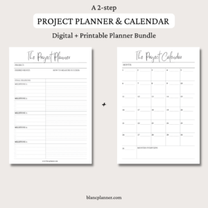 The Project Planner + Calendar Inserts | Project Planner Bundle | 2 sizes | Digital Planning and Printable PDFs