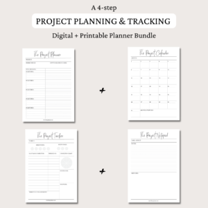 Project Planner + Calendar + Tracker + Notepad Inserts | Project Planner Bundle | 2 sizes | Digital Planning and Printable PDFs