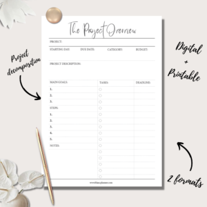 The Project Overview Insert | Project Planner | 2 sizes | Digital Planning and Printable PDFs