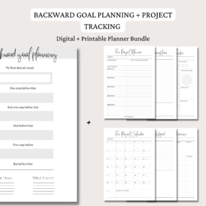 Backward Goal Planner + Ultimate 6-steps Project Planner Pack | Digital Planning and Printable PDFs