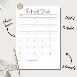 The Project Calendar Insert | Project Planner | 2 sizes | Digital Planning and Printable PDFs