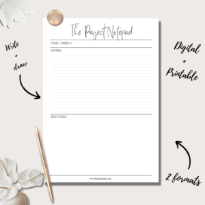 The Project Notepad Insert | Project Planner | 2 sizes | Digital Planning and Printable PDFs