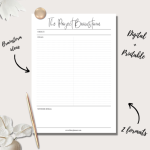 The Project Brainstorm Insert | Project Planner | 2 sizes | Digital Planning and Printable PDFs