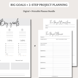The Big Goals + Project Brainstorm + Planner Inserts | Project Planner Bundle | 2 sizes | Digital Planning and Printable PDFs