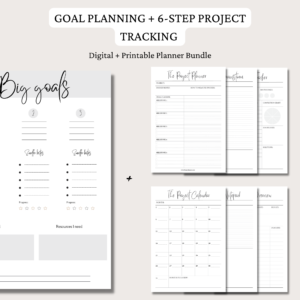 Big Goals + Ultimate 6-steps Project Planner Pack | Digital Planning and Printable PDFs