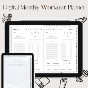 Monthly Workout Planner & Tracker | Digital Planning | Snowy