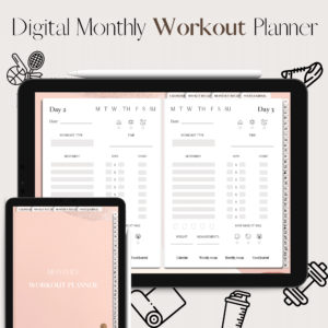 Monthly digital workout planner in Pink