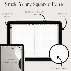 The Simple Yearly Planner In Gray Sparkle | Squared | Small Squares