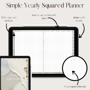 The Simple Yearly Planner In Pastel Foil | Squared | Small Squares