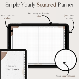 The Simple Yearly Planner In Beige and Brown | Squared | Small Squares