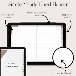 The Simple Yearly Planner In Beige and Brown | Lined