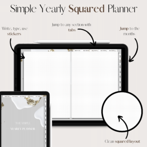 The Simple Yearly Planner In Winter Gray | Squared | Small Squares