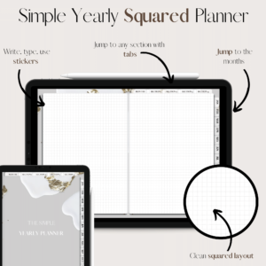 The Simple Yearly Planner In Winter Gray | Squared | Large Squares