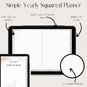 The Simple Yearly Planner In White Gold | Squared | Small Squares