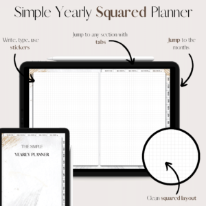 Simple yearly squared planner White and gold
