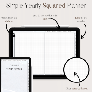 The Simple Yearly Planner In Snowy | Squared | Small Squares