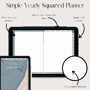 Simple yearly squared planner in Blue and pink