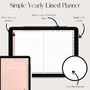 The Simple Yearly Planner In Pink Sparkle | Lined