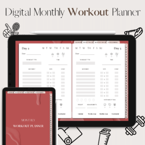 Digital monthly workout planner - Better you - Whole planner