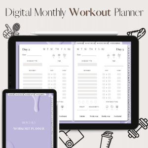 Monthly Workout Planner & Tracker | Digital Planning | Violet Unicorn