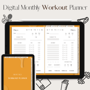 Monthly Workout Planner & Tracker | Digital Planning | Orange Energy
