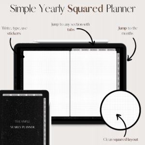 The Simple Yearly Planner In Black Cardboard | Squared | Small Squares