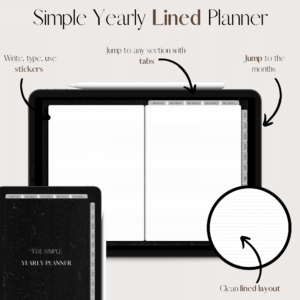 The Simple Yearly Planner In Black Cardboard | Lined