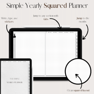 The Simple Yearly Planner In Pure White | Squared | Small Squares