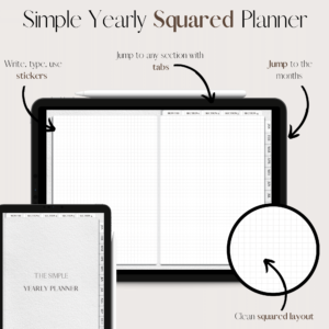 The Simple Yearly Planner In Pure White | Squared | Large Squares