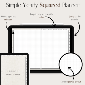 The Simple Yearly Planner In White Cardboard | Squared | Large Squares