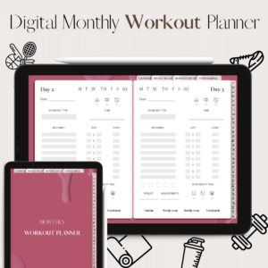 Monthly Workout Planner & Tracker | Digital Planning | Dreamy Mauve