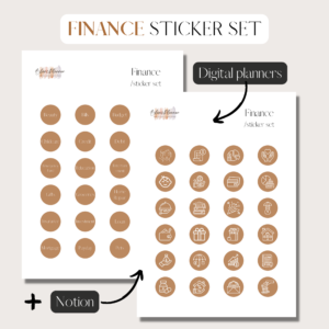 Finance | Digital Stickers Set | Digital Planning + Notion | Gold Cover