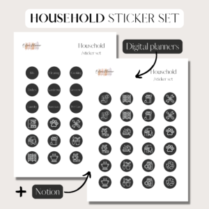 Home | Digital Stickers Set | Digital Planning + Notion | Black Cover