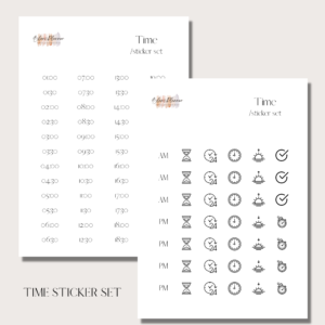 Time | Digital Stickers Set | Digital Planning + Notion | Black